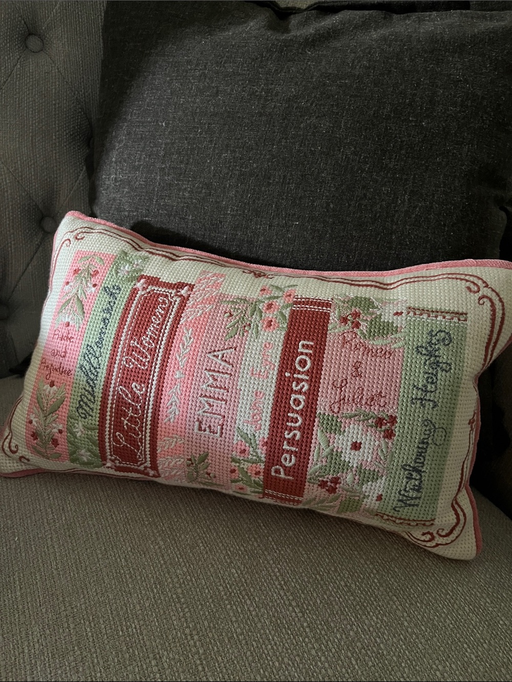 Embroidered Floral Book Accent Pillow